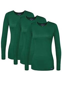 Sivvan 3er Pack Damen Komfort Langarm T-Shirt/Für unter OP Kleidung - S85003 - Hunter Green - S von Sivvan