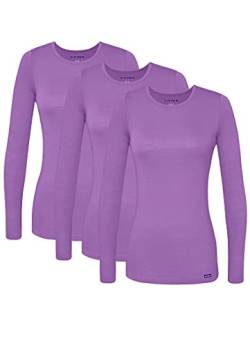 Sivvan 3er Pack Damen Komfort Langarm T-Shirt/Für unter OP Kleidung - S85003 - Lavender - XL von Sivvan