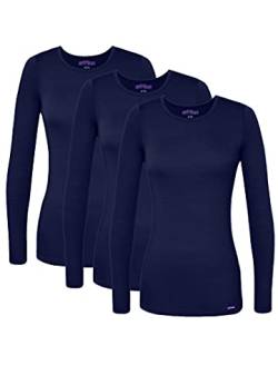 Sivvan 3er Pack Damen Komfort Langarm T-Shirt/Für unter OP Kleidung - S85003 - Navy - S von Sivvan