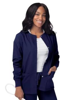 Sivvan Damen Aufwärm-Jacke/Vordere Druckknöpfe - Rundhalsausschnitt - S8306 - Navy - 2X von Sivvan