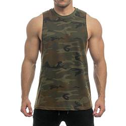 Sixlab Essentials Cut Off Tank Top Herren Muskelshirt Gym Fitness (M, Khaki Camo) von Sixlab