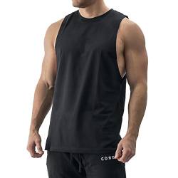 Sixlab Essentials Cut Off Tank Top Herren Muskelshirt Gym Fitness (XXL, Schwarz) von Sixlab