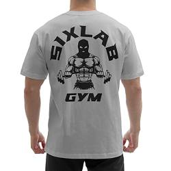 Sixlab Oversize Gym T-Shirt Herren Bodybuilding Loose Fit Oversized Muscle Basic Sport Fitness Tshirt (S, Stone/Black) von Sixlab