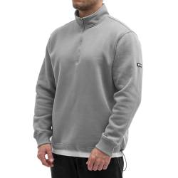Sixlab Oversize Half-Zip Sweatshirt Herren Gym Sweater Bodybuilding Sport Fitness Pullover (XXL, Grey) von Sixlab