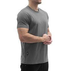 Sixlab Regular Tech Herren T-Shirt Muscle Basic Gym Sport Fitness Tshirt (S, Dunkelgrau) von Sixlab
