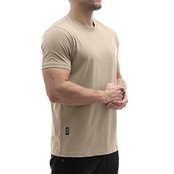 Sixlab Regular Tech Herren T-Shirt Muscle Basic Gym Sport Fitness Tshirt (S, Sand) von Sixlab