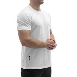 Sixlab Regular Tech Herren T-Shirt Muscle Basic Gym Sport Fitness Tshirt (S, Weiß) von Sixlab