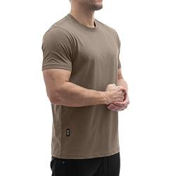 Sixlab Regular Tech Herren T-Shirt Muscle Basic Gym Sport Fitness Tshirt (XXL, Braun) von Sixlab