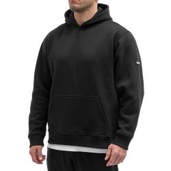 Sixlab Relaxed Oversize Hoodie Herren Gym Sweatshirt Bodybuilding Sport Fitness Pullover (M, Black) von Sixlab