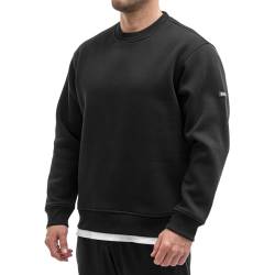 Sixlab Relaxed Oversize Sweatshirt Herren Gym Sweater Bodybuilding Sport Fitness Pullover (M, Black) von Sixlab