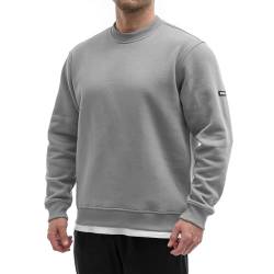 Sixlab Relaxed Oversize Sweatshirt Herren Gym Sweater Bodybuilding Sport Fitness Pullover (XL, Grey) von Sixlab