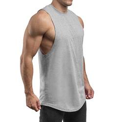 Sixlab Round Cut Off Tank Top Herren Muskelshirt Gym Fitness (XL, Grau) von Sixlab