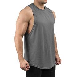 Sixlab Round Cut Off Tank Top Herren Muskelshirt Gym Fitness (XXL, Dunkelgrau) von Sixlab