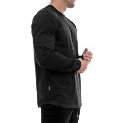 Sixlab Round Longsleeve Herren Fitness Langarm T-Shirt Sweatshirt Gym (S, Schwarz) von Sixlab