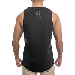 Sixlab Trademark Cut Off Tank Top Herren Round Muscle Shirt Gym Fitness (XXL, Schwarz) von Sixlab