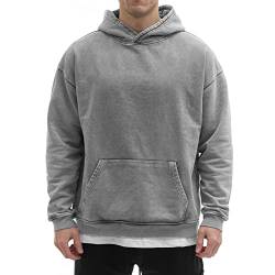 Sixlab Vintage Oversize Hoodie Herren Sweater Kapuzen Pullover 500 GSM Baumwolle - French Terry (Vintage Grey Hoodie, S) von Sixlab