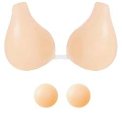 Sixome Klebe BH Push Up Trägerloser, Silikon Rückenfrei Trägerloser Sticky Push Up BH Nipple Cover, Trägerlos Unsichtbarer Brust Lift Up Selbstklebender BH für Damen für A/B/C/D Cups von Sixome