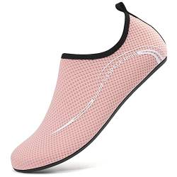 Sixspace Badeschuhe Damen Herren Wasserschuhe Schwimmschuhe Männer Frauen Strandschuhe Aquaschuhe Barfußschuhe für Strand,Pool,Meer,Wassersport,Tauchen,Surfen,Aqua Cycling(Rosa,41 EU) von Sixspace