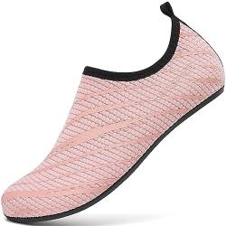 Sixspace Badeschuhe Damen Herren Wasserschuhe Schwimmschuhe Männer Frauen Strandschuhe Aquaschuhe Barfußschuhe für Strand,Pool,Meer,Wassersport,Tauchen,Surfen,Aqua Cycling(Rosa,41 EU) von Sixspace