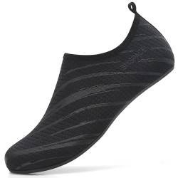 Sixspace Badeschuhe Damen Herren Wasserschuhe Schwimmschuhe Männer Frauen Strandschuhe Aquaschuhe Barfußschuhe für Strand,Pool,Meer,Wassersport,Tauchen,Surfen,Aqua Cycling(Schwarz,47 EU) von Sixspace