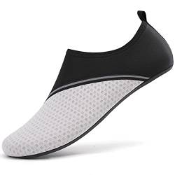 Sixspace Badeschuhe Damen Herren Wasserschuhe Schwimmschuhe Männer Frauen Strandschuhe Aquaschuhe Barfußschuhe für Strand,Pool,Meer,Wassersport,Tauchen,Surfen,Aqua Cycling(Schwarz/Grau,38 EU) von Sixspace