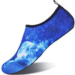 Sixspace Badeschuhe Wasserschuhe Strandschuhe Schnell Trocknend Schwimmschuhe Breathable Aquaschuhe Surfschuhe für Herren Damen,Blau 43 EU von Sixspace