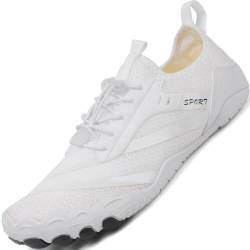 Sixspace Barfußschuhe Damen Herren Fitnessschuhe Sport Traillaufschuhe Minimalistische Barfuss Schuhe Atmungsaktive Kletterschuhe rutschfeste Badeschuhe Wassersportschuhe(Weiß,35 EU) von Sixspace