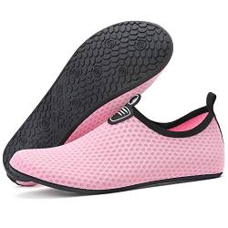 Sixspace Damen Herren Badeschuhe Wasserschuhe Schwimmschuhe Männer Frauen Strandschuhe Aquaschuhe Barfußschuhe(Rosa,35 EU) von Sixspace