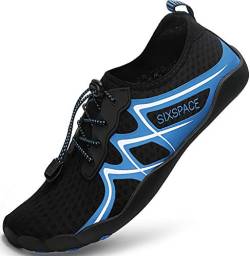 Sixspace Herren Badeschuhe Wasserschuhe Schwimmschuhe Männer Frauen Strandschuhe Aquaschuhe Barfußschuhe(Schwarz/Blau 45 EU) von Sixspace