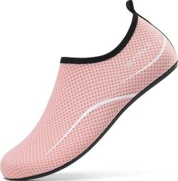 Sixspace Herren Damen Badeschuhe Wasserschuhe Aquaschuhe Strandschuhe Schnell Trocknend Slip on Breathable Schwimmschuhe Surfschuhe für Beach Pool Surfen Yoga Rosa(Lieferantengröße 34 EU) von Sixspace