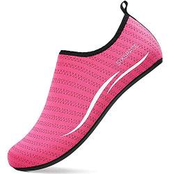 Sixspace Herren Damen Badeschuhe Wasserschuhe Aquaschuhe Strandschuhe Schnell Trocknend Slip on Breathable Schwimmschuhe Surfschuhe für Beach Pool Surfen Yoga Rose rot(Lieferantengröße 39 EU) von Sixspace