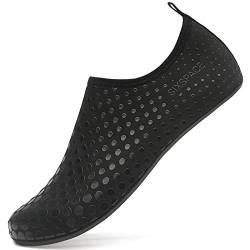 Sixspace Herren Damen Badeschuhe Wasserschuhe Aquaschuhe Strandschuhe Schnell Trocknend Slip on Breathable Schwimmschuhe Surfschuhe für Beach Pool Surfen Yoga Schwarz(Lieferantengröße 39 EU) von Sixspace