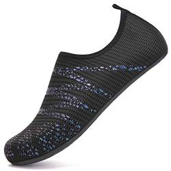 Sixspace Herren Damen Badeschuhe Wasserschuhe Aquaschuhe Strandschuhe Schnell Trocknend Slip on Breathable Schwimmschuhe Surfschuhe für Beach Pool Surfen Yoga Schwarz(Lieferantengröße 47 EU) von Sixspace