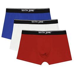 Sixth June Herren Boxershorts 3er Pack Retroshorts, Blau/Rot/Weiß, XL von Sixth June