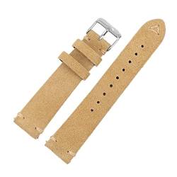 Armband Ersatzarmband Wildleder 18-22mm Uhrenarmband Handgefertigtes Stitching Armband, Beige Gold, 20mm. von Sjzwt