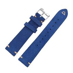 Armband Ersatzarmband Wildleder 18-22mm Uhrenarmband Handgefertigtes Stitching Armband, Dunkelblauer Schwarz, 18mm von Sjzwt