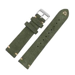Armband Ersatzarmband Wildleder 18-22mm Uhrenarmband Handgefertigtes Stitching Armband, Grün Gold, 18mm von Sjzwt