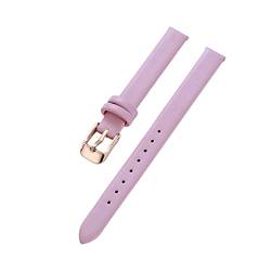 Armband Rindsleder Echtes Leder 8-22mm Glatt Damen Herren Uhrenarmband mit Werkzeug, Pinke Rose, 12mm von Sjzwt