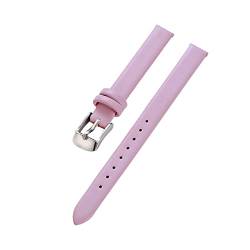 Armband Rindsleder Echtes Leder 8-22mm Glatt Damen Herren Uhrenarmband mit Werkzeug, Rosa Silber, 12mm von Sjzwt