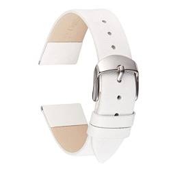 Damenarmband 14-22mm Armband Weiches ultradünnes Kalbsleder Uhrenarmbänder, Weiß, 20mm. von Sjzwt