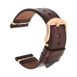 Echtes Leder-Armband-Uhrenarmband 18-24mm Uhrenarmband-Handgelenk-Armbänder, Dark Brown-Rogen, 19mm von Sjzwt