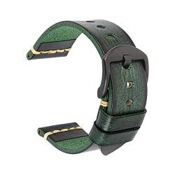Echtes Leder-Armband-Uhrenarmband 18-24mm Uhrenarmband-Handgelenk-Armbänder, Feld grün-schwarz, 26mm von Sjzwt