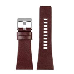 Ersatz-Armband für Uhrenarmband, 22–32 mm, echtes Leder, Edelstahl-Schnalle, Braun Silber, 24 mm, von Sjzwt