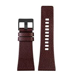 Ersatz-Armband für Uhrenarmband, 22–32 mm, echtes Leder, Edelstahl-Schnalle, Braunes Muster, Schwarz, 22 mm, von Sjzwt