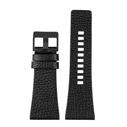 Ersatz-Armband für Uhrenarmband, 22–32 mm, echtes Leder, Edelstahl-Schnalle, Schwarzes Muster, Schwarz, 26 mm, von Sjzwt