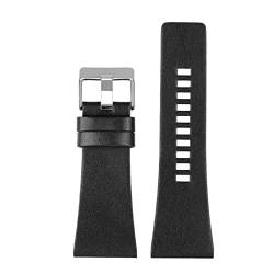 Ersatz-Armband für Uhrenarmband, 22–32 mm, echtes Leder, Edelstahl-Schnalle, schwarz/silberfarben, 30 mm, von Sjzwt