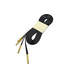 Schnürsenkel 1 Paar glänzende Wohnung Shoelaces 180cm mit Metallspitze Schnürsenkel Gold Silber Leder Schnürsenkel, Solid Black Gold, 120cm von Sjzwt