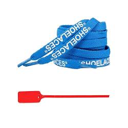 Schnürsenkel 47"/55" /63" Drucke Shoelaces mit Zip Tie Schnürsenkeln für Turnschuhe, Blau, Weiß-Druck, 140 cm von Sjzwt