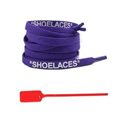 Schnürsenkel 47"/55" /63" Drucke Shoelaces mit Zip Tie Schnürsenkeln für Turnschuhe, Lila, Weiß-Druck, 160cm von Sjzwt
