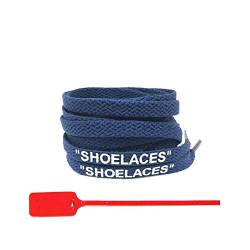 Schnürsenkels 47"/55" /63" Drucken Shoelaces mit Zip Tie Schnürsenkel für Turnschuhe, Navy White Print, 140 cm von Sjzwt